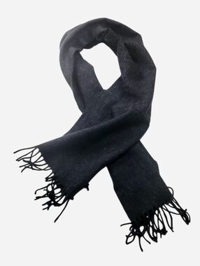 Vintage Merino Wool Scarf Unisex One Size Gray Fringe England Made Quiet Luxury